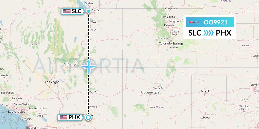 OO9921 SkyWest Airlines Flight Map: Salt Lake City to Phoenix