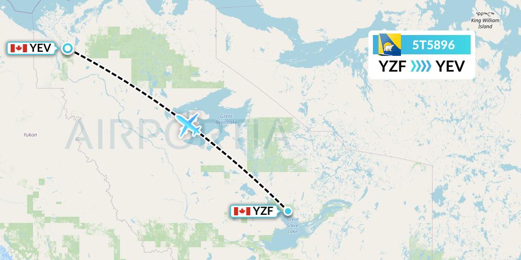 5T5896 Flight Status Canadian North Yellowknife to Inuvik (MPE5896)