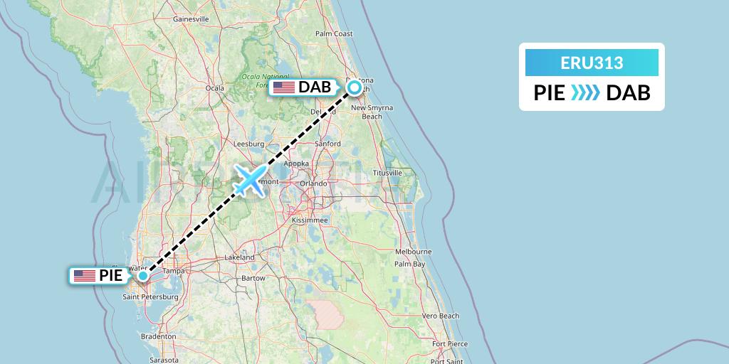 ERU313 Embry-riddle Aeronautical University Flight Map: St. Petersburg to Daytona Beach