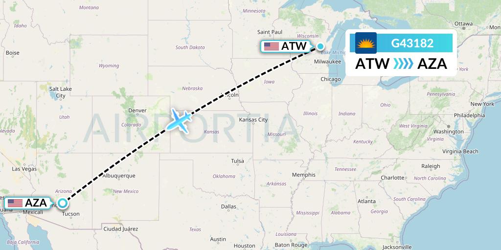 G43182 Allegiant Air Flight Map: Appleton to Phoenix