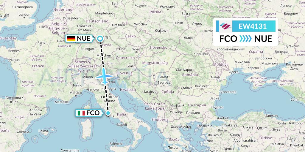 EW4131 Eurowings Flight Map: Rome to Nurnberg