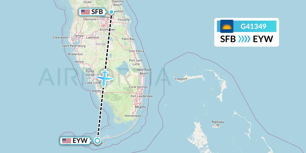 G41349 Allegiant Air Flight Map: Orlando to Key West
