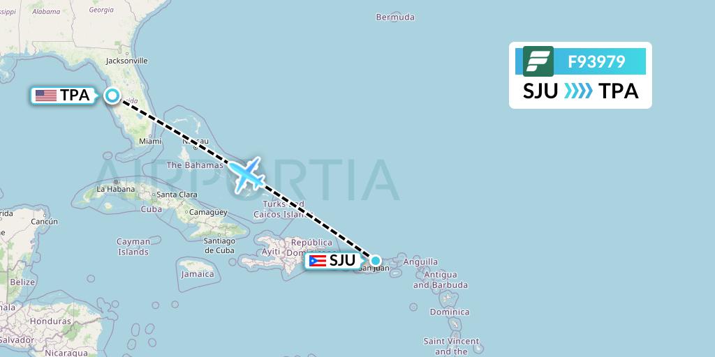 F93979 Frontier Airlines Flight Map: San Juan to Tampa