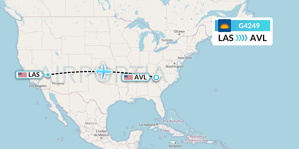 G4249 Allegiant Air Flight Map: Las Vegas to Asheville