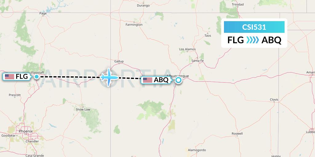 CSI531 Csi Aviation Flight Map: Flagstaff to Albuquerque