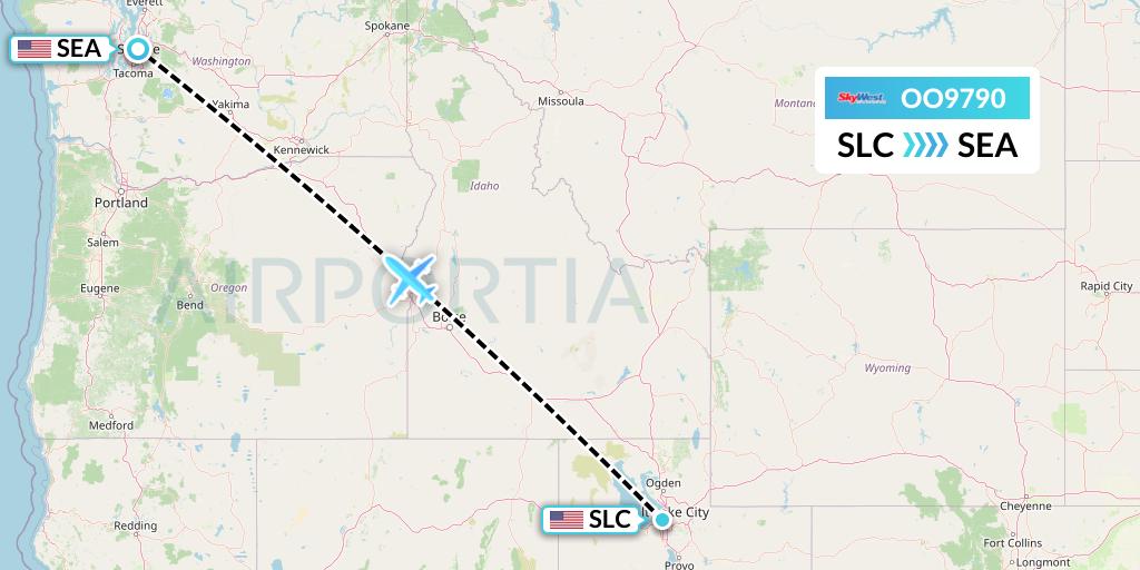 OO9790 SkyWest Airlines Flight Map: Salt Lake City to Seattle