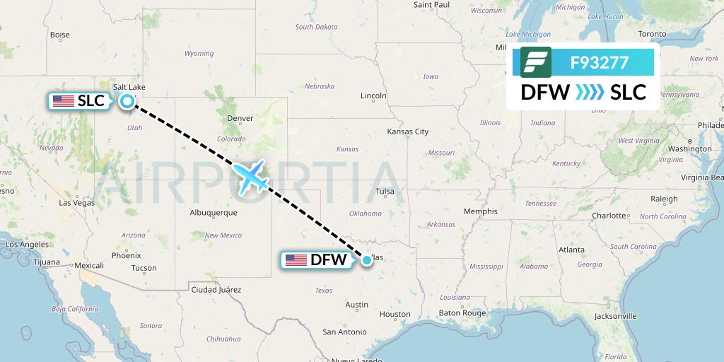 F93277 Frontier Airlines Flight Map: Dallas to Salt Lake City