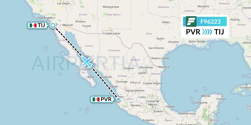 F96223 Frontier Airlines Flight Map: Puerto Vallarta to Tijuana