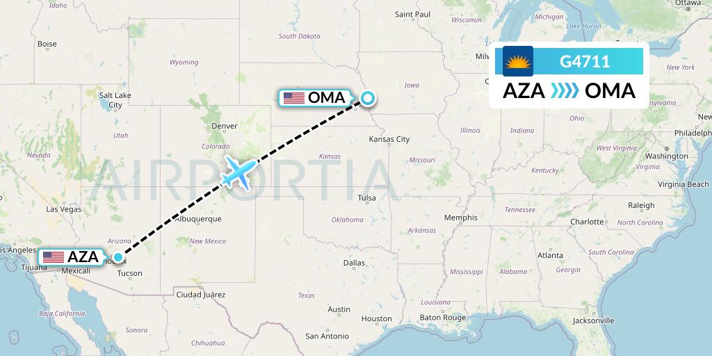 G4711 Allegiant Air Flight Map: Phoenix to Omaha