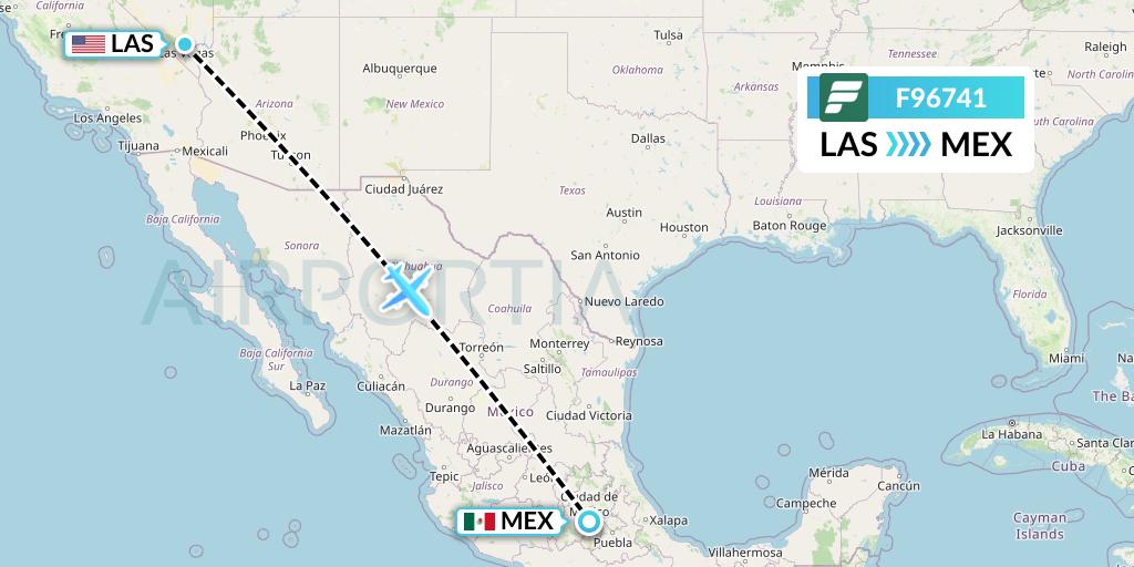 F96741 Frontier Airlines Flight Map: Las Vegas to Mexico City