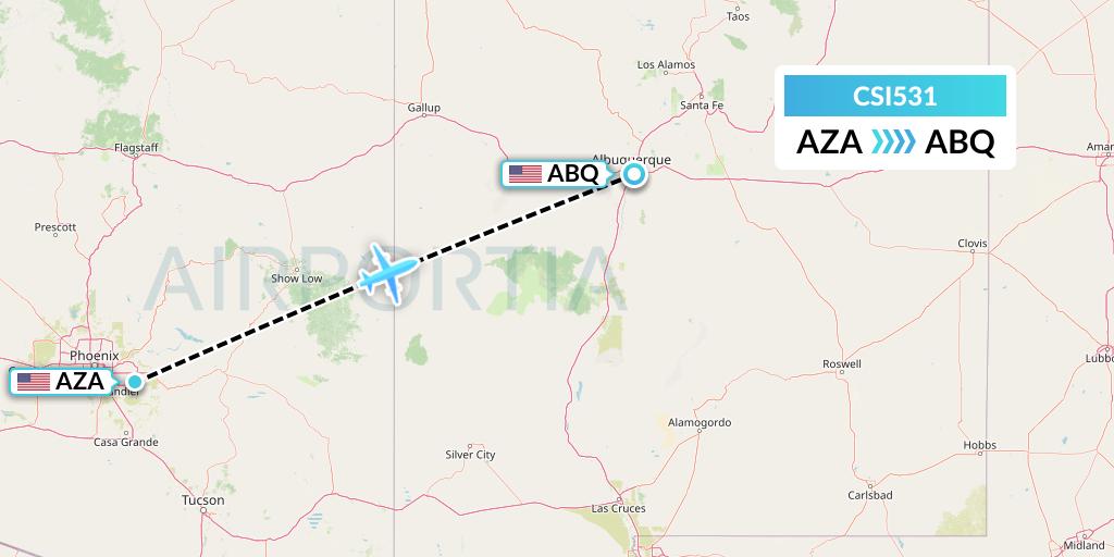 CSI531 Csi Aviation Flight Map: Phoenix to Albuquerque