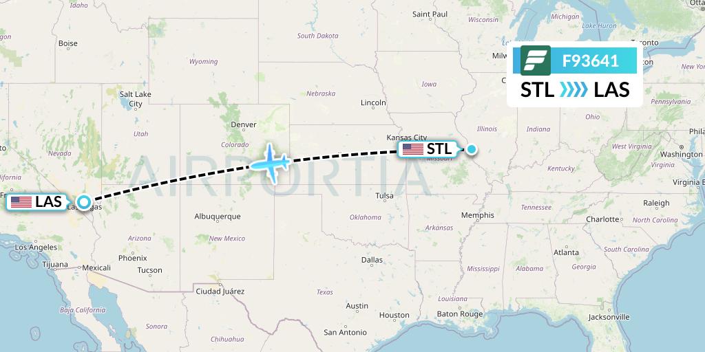 F93641 Frontier Airlines Flight Map: St. Louis to Las Vegas