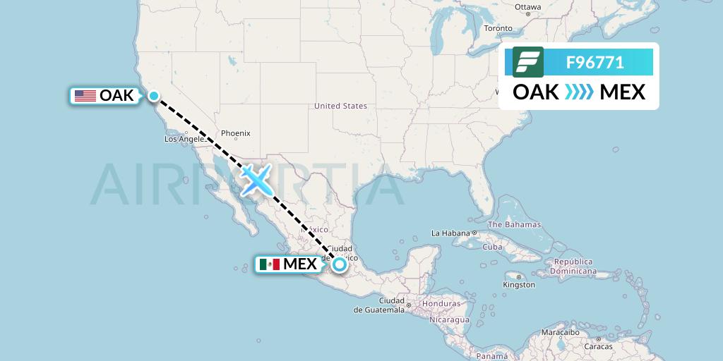 F96771 Frontier Airlines Flight Map: Oakland to Mexico City
