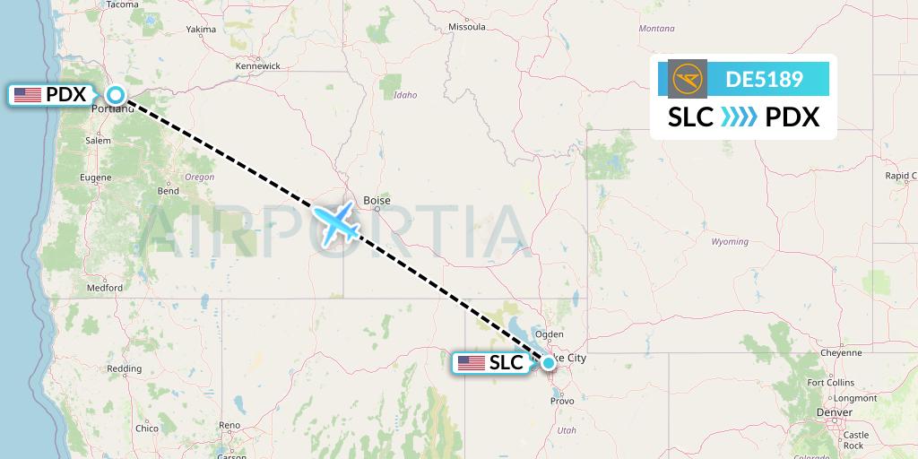 DE5189 Condor Flight Map: Salt Lake City to Portland
