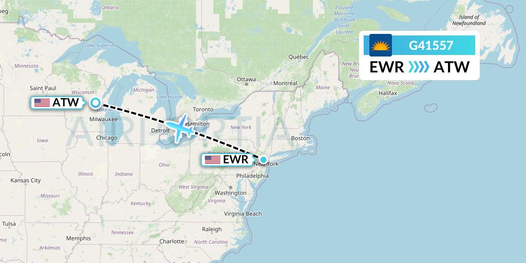G41557 Allegiant Air Flight Map: New York to Appleton