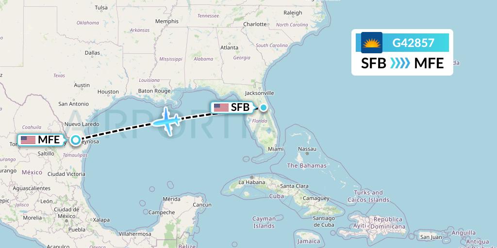 G42857 Allegiant Air Flight Map: Orlando to McAllen