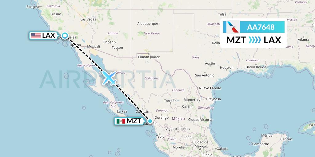 AA7648 American Airlines Flight Map: Mazatlan to Los Angeles