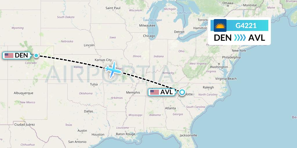 G4221 Allegiant Air Flight Map: Denver to Asheville