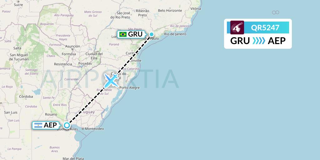 QR5247 Qatar Airways Flight Map: Sao Paulo to Buenos Aires