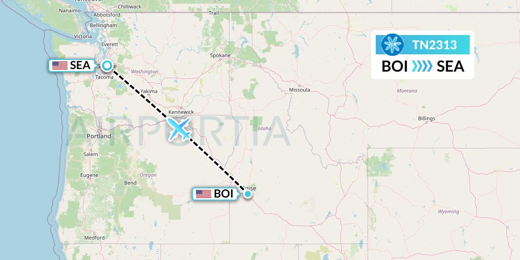TN2313 Air Tahiti Nui Flight Map: Boise to Seattle
