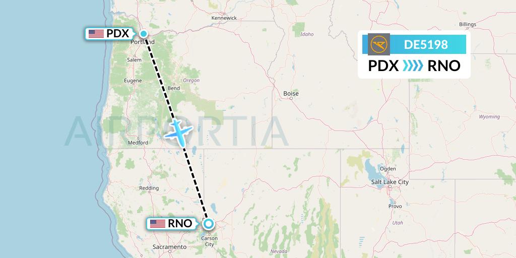 DE5198 Condor Flight Map: Portland to Reno