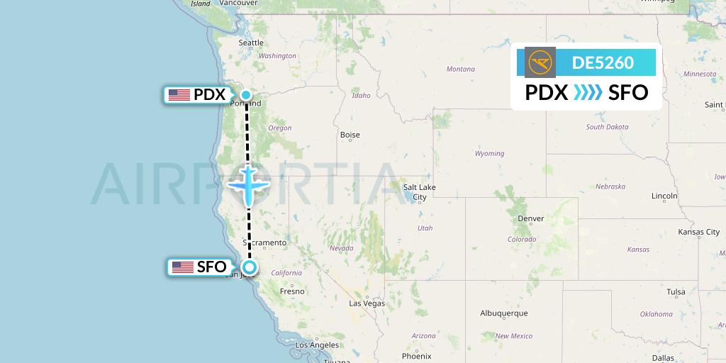 DE5260 Condor Flight Map: Portland to San Francisco