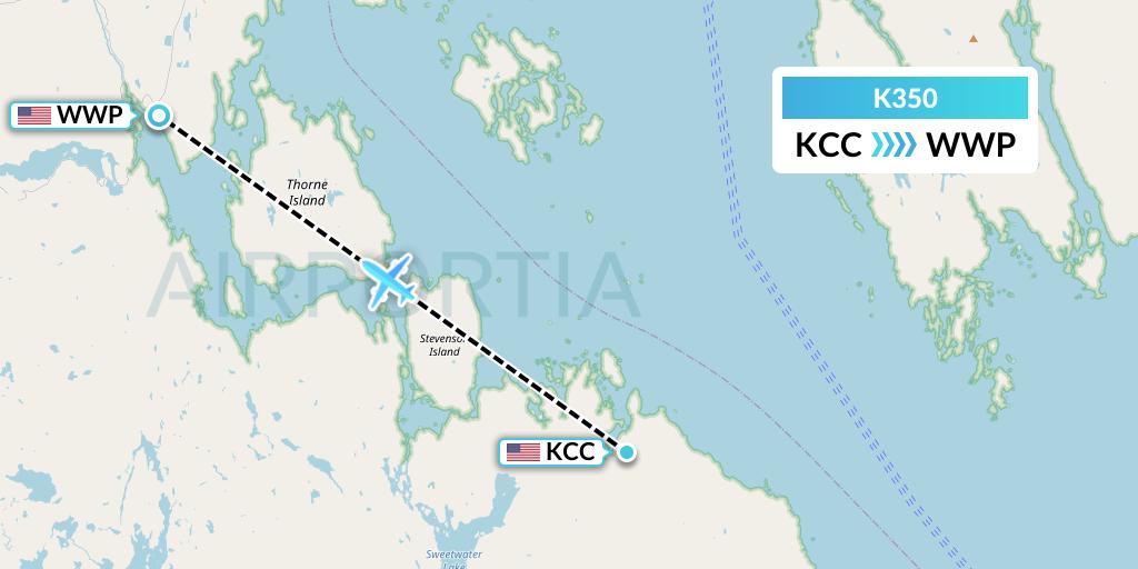 K350 Taquan Air Flight Map: Coffman Cove to North Whale Pass