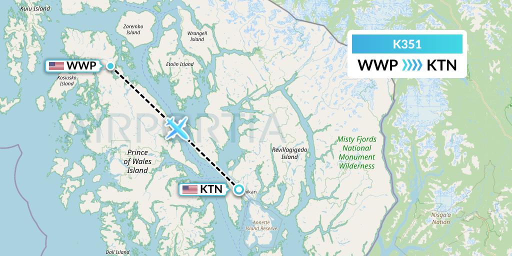 K351 Taquan Air Flight Map: North Whale Pass to Ketchikan