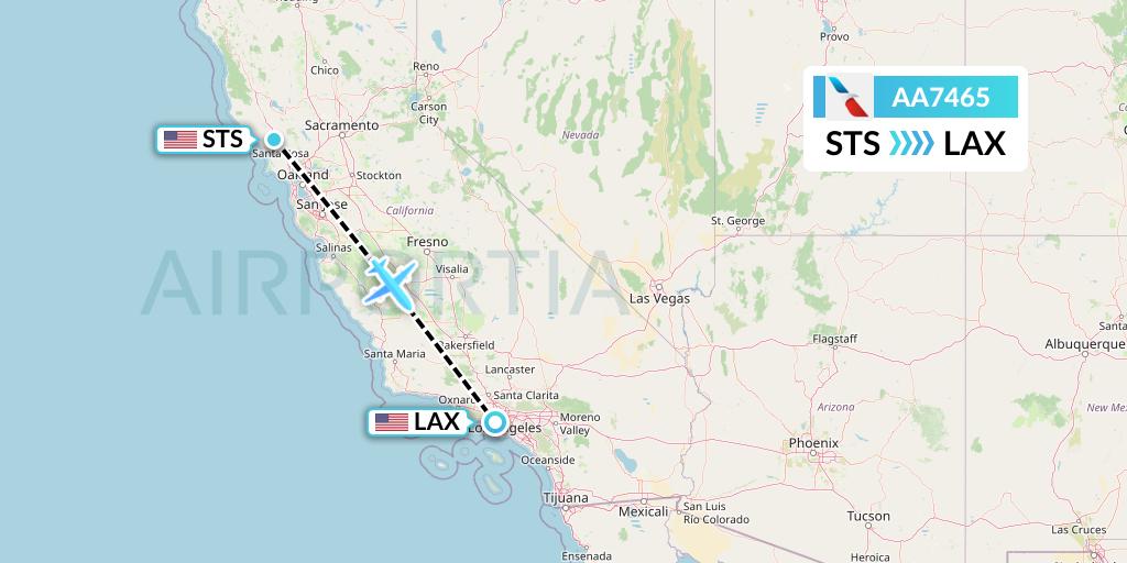 AA7465 American Airlines Flight Map: Santa Rosa to Los Angeles