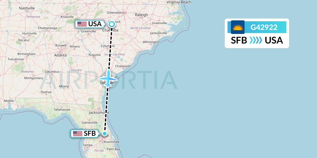G42922 Allegiant Air Flight Map: Orlando to Concord