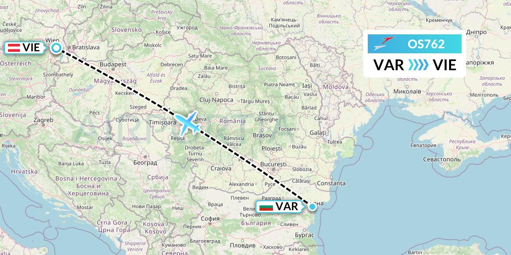 OS762 Austrian Airlines Flight Map: Varna to Vienna