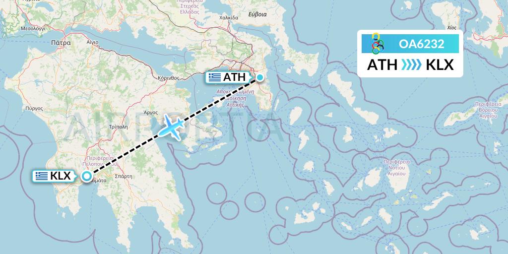 OA6232 Flight Status Olympic Air Athens to Kalamata (OAL6232)