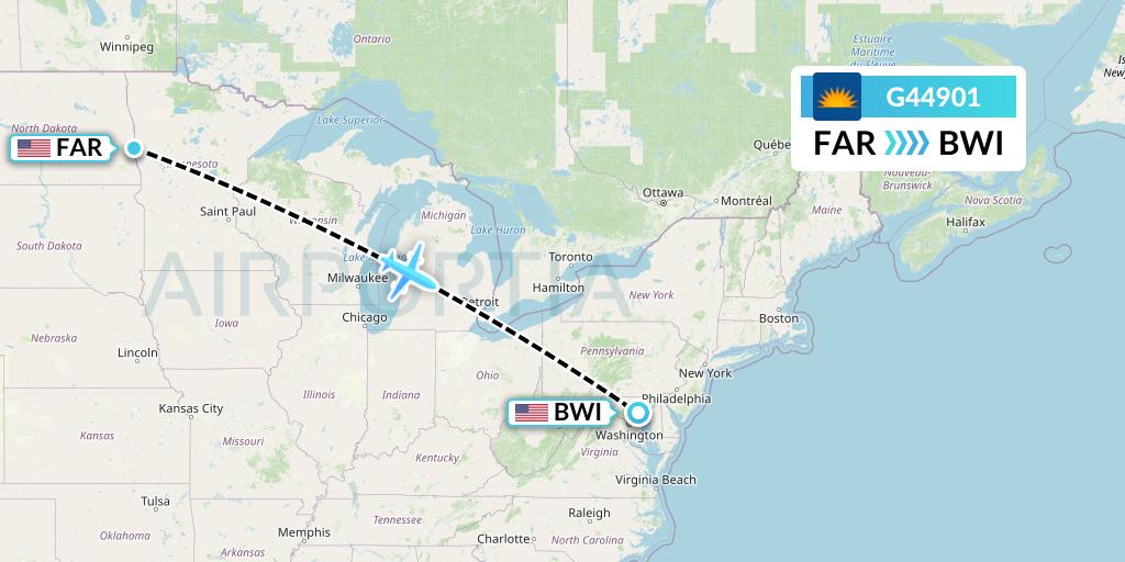 G44901 Allegiant Air Flight Map: Fargo to Baltimore