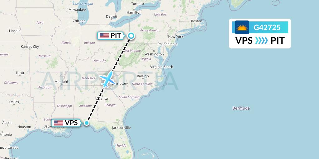 G42725 Allegiant Air Flight Map: Valparaiso to Pittsburgh
