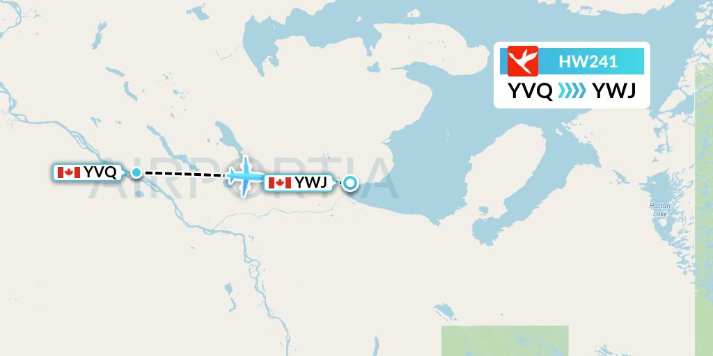 HW241 North-Wright Airways Flight Map: Norman Wells to Deline