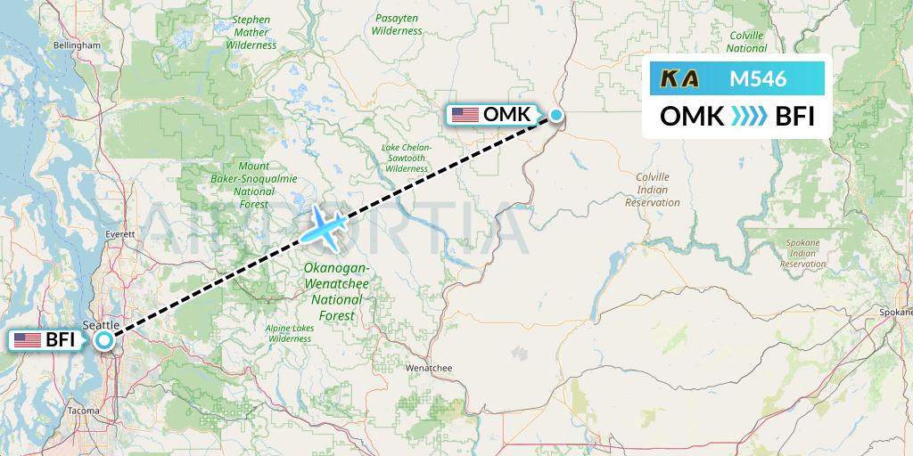 M546 Kenmore Air Flight Map: Omak to Seattle