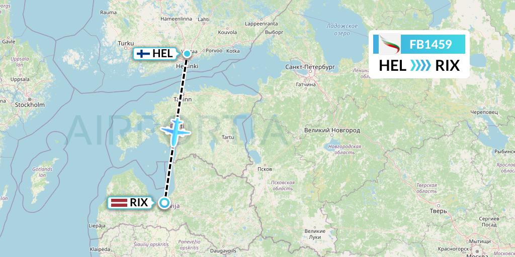 FB1459 Bulgaria Air Flight Map: Helsinki to Riga