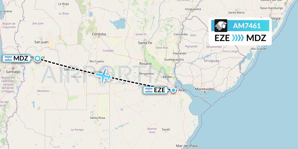 AM7461 Aeromexico Flight Map: Buenos Aires to Mendoza