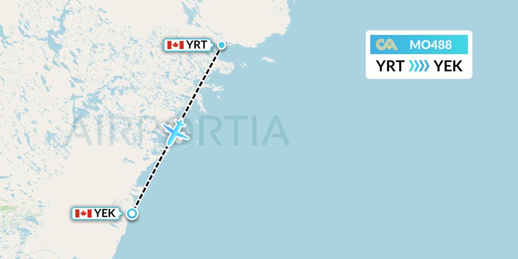 MO488 Calm Air Flight Map: Rankin Inlet to Arviat