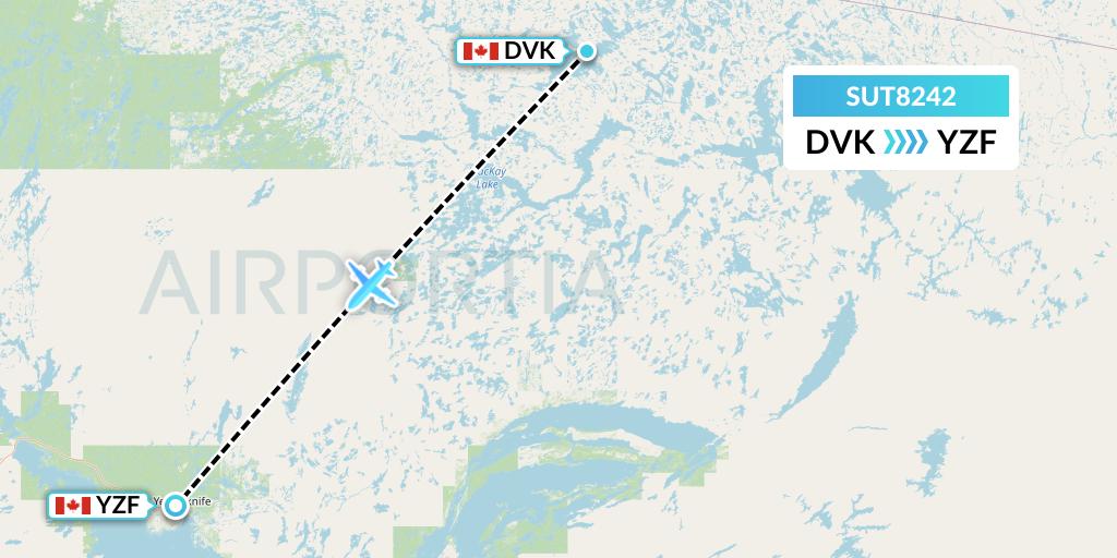 SUT8242 Summit Air Ltd. Flight Map: Diavik to Yellowknife