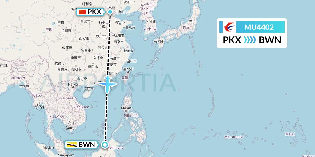 MU4402 China Eastern Airlines Flight Map: Beijing to Brunei