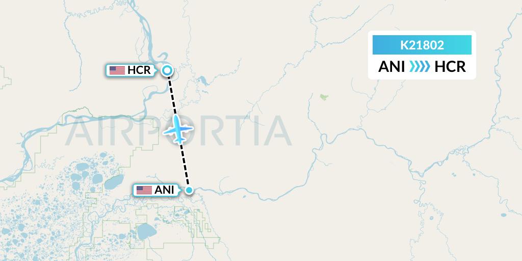 K21802 Yute Commuter Service Flight Map: Aniak to Holy Cross