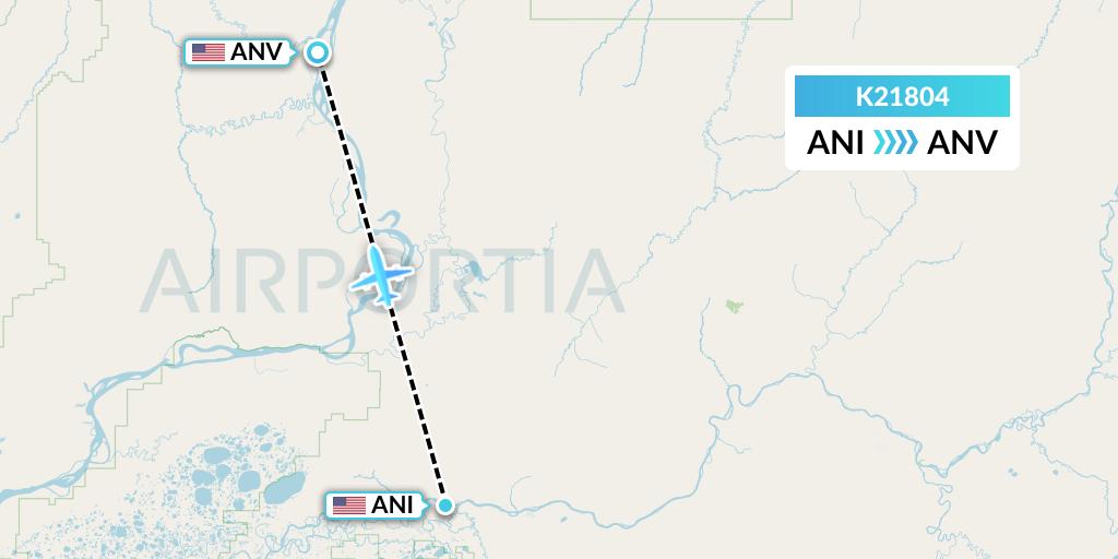 K21804 Yute Commuter Service Flight Map: Aniak to Anvik