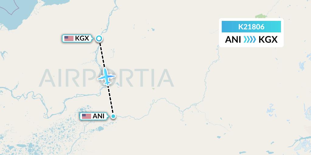 K21806 Yute Commuter Service Flight Map: Aniak to Grayling