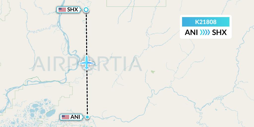 K21808 Yute Commuter Service Flight Map: Aniak to Shageluk