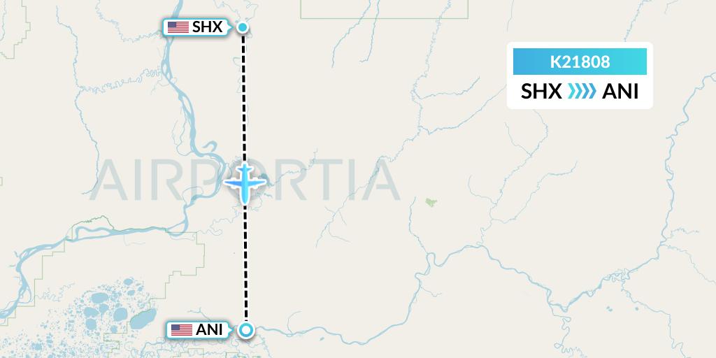 K21808 Yute Commuter Service Flight Map: Shageluk to Aniak