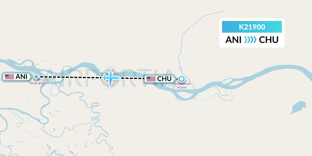 K21900 Yute Commuter Service Flight Map: Aniak to Chuathbaluk
