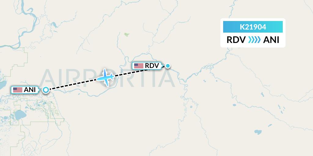 K21904 Yute Commuter Service Flight Map: Red Devil to Aniak