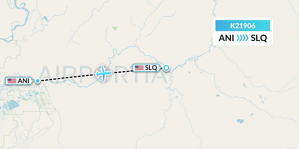 K21906 Yute Commuter Service Flight Map: Aniak to Sleetmute