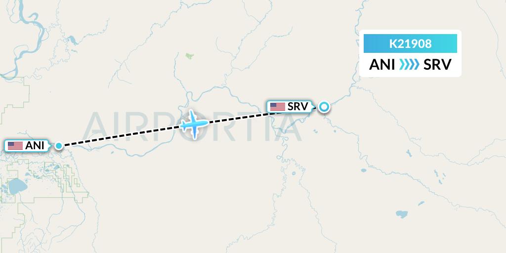K21908 Yute Commuter Service Flight Map: Aniak to Stony River